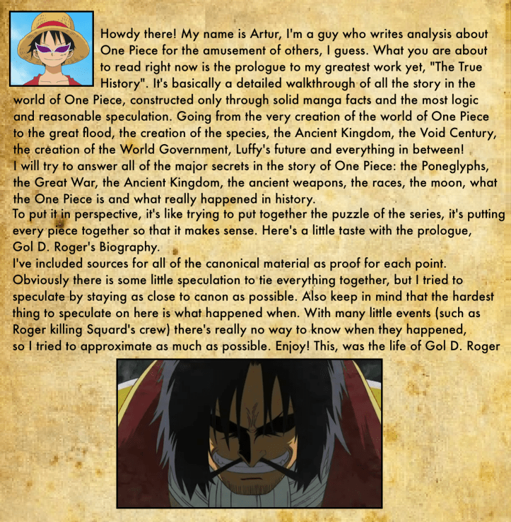 Gol D. Roger's Biography 0