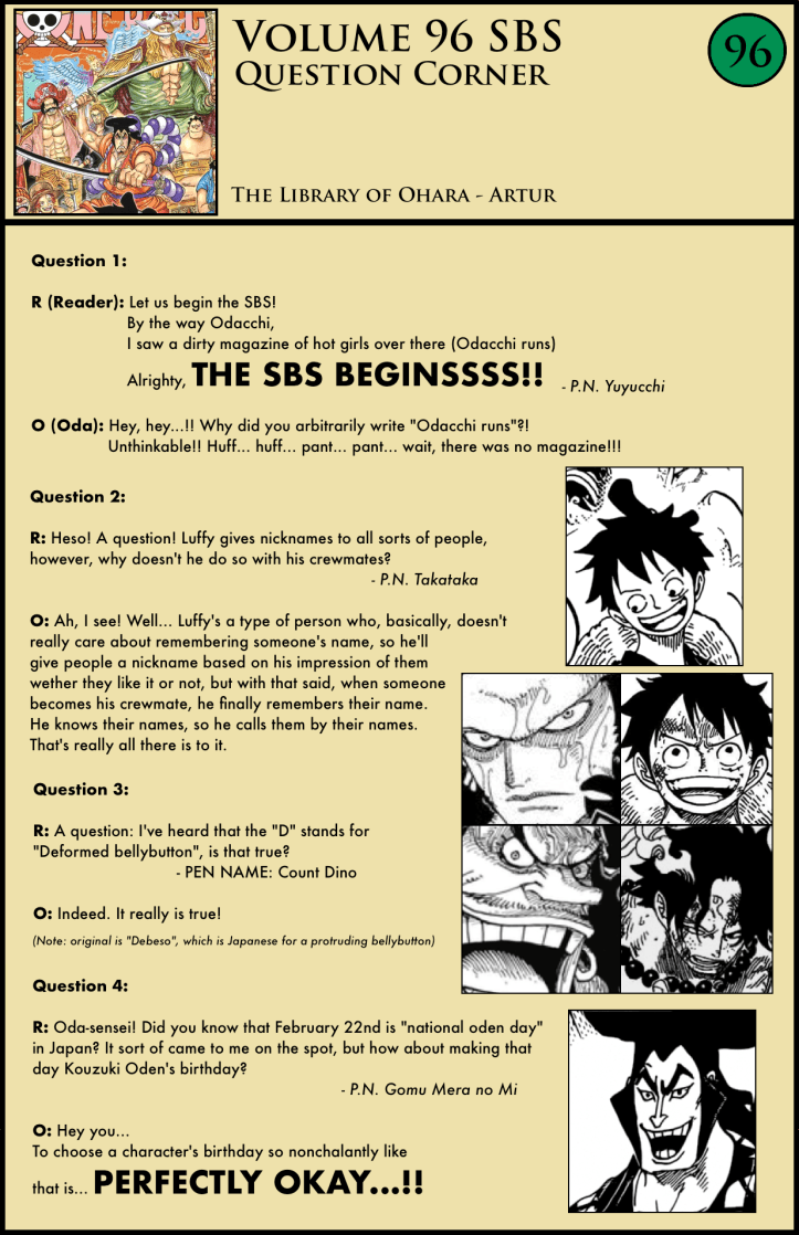 One Piece Volume 96 SBS 1